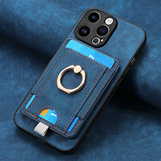 Soft Silicone Gel Leather Snap On Case Cover SD18 for Apple iPhone 14 Pro Blue