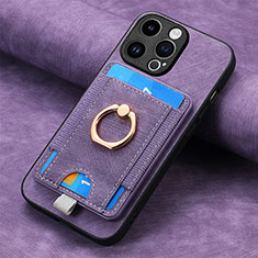 Soft Silicone Gel Leather Snap On Case Cover SD18 for Apple iPhone 14 Pro Max Clove Purple