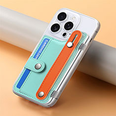 Soft Silicone Gel Leather Snap On Case Cover SD19 for Apple iPhone 14 Pro Cyan