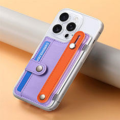 Soft Silicone Gel Leather Snap On Case Cover SD19 for Apple iPhone 15 Pro Clove Purple