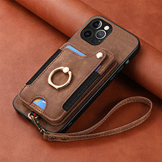 Soft Silicone Gel Leather Snap On Case Cover SD2 for Apple iPhone 13 Pro Brown