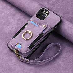 Soft Silicone Gel Leather Snap On Case Cover SD2 for Apple iPhone 13 Pro Clove Purple