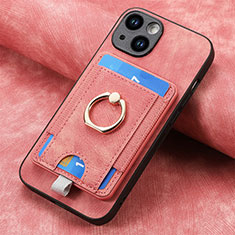 Soft Silicone Gel Leather Snap On Case Cover SD2 for Apple iPhone 14 Plus Pink