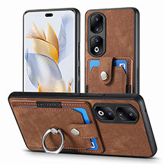 Soft Silicone Gel Leather Snap On Case Cover SD2 for Huawei Honor 90 Pro 5G Brown