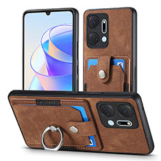 Soft Silicone Gel Leather Snap On Case Cover SD2 for Huawei Honor X7a Brown