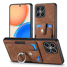 Soft Silicone Gel Leather Snap On Case Cover SD2 for Huawei Honor X8 4G Brown