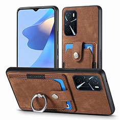 Soft Silicone Gel Leather Snap On Case Cover SD2 for Oppo A16 Brown