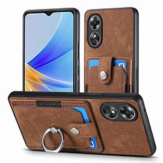 Soft Silicone Gel Leather Snap On Case Cover SD2 for Oppo A17 Brown