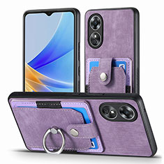Soft Silicone Gel Leather Snap On Case Cover SD2 for Oppo A17 Clove Purple