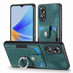 Soft Silicone Gel Leather Snap On Case Cover SD2 for Oppo A17 Green