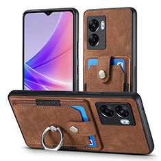 Soft Silicone Gel Leather Snap On Case Cover SD2 for Oppo A57 5G Brown