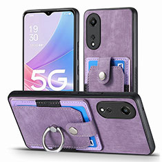 Soft Silicone Gel Leather Snap On Case Cover SD2 for Oppo A58 5G Clove Purple