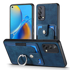 Soft Silicone Gel Leather Snap On Case Cover SD2 for Oppo A74 4G Blue