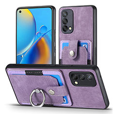 Soft Silicone Gel Leather Snap On Case Cover SD2 for Oppo A74 4G Clove Purple