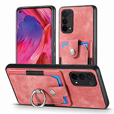 Soft Silicone Gel Leather Snap On Case Cover SD2 for Oppo A74 5G Pink