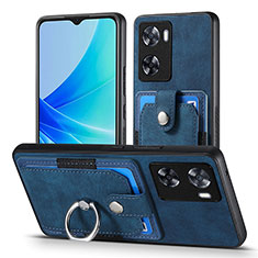 Soft Silicone Gel Leather Snap On Case Cover SD2 for Oppo A77 4G Blue