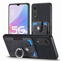 Soft Silicone Gel Leather Snap On Case Cover SD2 for Oppo A78 5G Black
