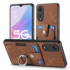 Soft Silicone Gel Leather Snap On Case Cover SD2 for Oppo A78 5G Brown