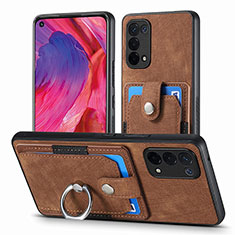 Soft Silicone Gel Leather Snap On Case Cover SD2 for Oppo A93 5G Brown