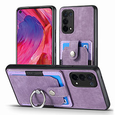 Soft Silicone Gel Leather Snap On Case Cover SD2 for Oppo A93 5G Clove Purple