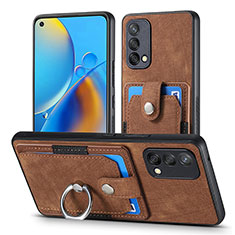 Soft Silicone Gel Leather Snap On Case Cover SD2 for Oppo F19 Brown