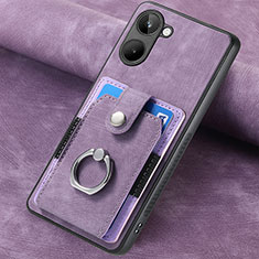 Soft Silicone Gel Leather Snap On Case Cover SD2 for Realme 10 4G Clove Purple
