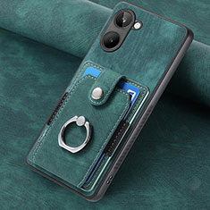 Soft Silicone Gel Leather Snap On Case Cover SD2 for Realme 10 4G Green