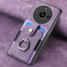 Soft Silicone Gel Leather Snap On Case Cover SD2 for Realme 11 Pro 5G Clove Purple