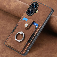 Soft Silicone Gel Leather Snap On Case Cover SD2 for Realme C55 Brown