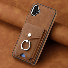 Soft Silicone Gel Leather Snap On Case Cover SD2 for Samsung Galaxy A04 4G Brown