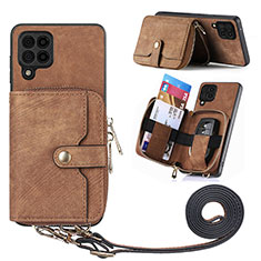 Soft Silicone Gel Leather Snap On Case Cover SD2 for Samsung Galaxy M12 Brown