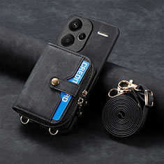 Soft Silicone Gel Leather Snap On Case Cover SD2 for Xiaomi Redmi Note 13 Pro+ Plus 5G Black