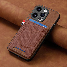 Soft Silicone Gel Leather Snap On Case Cover SD3 for Apple iPhone 13 Pro Brown