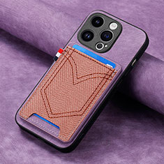 Soft Silicone Gel Leather Snap On Case Cover SD3 for Apple iPhone 13 Pro Clove Purple