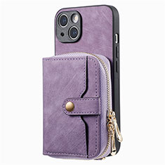 Soft Silicone Gel Leather Snap On Case Cover SD3 for Apple iPhone 14 Clove Purple