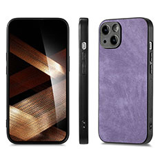 Soft Silicone Gel Leather Snap On Case Cover SD3 for Apple iPhone 14 Purple