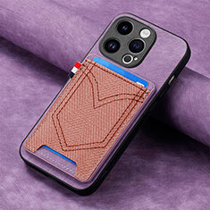Soft Silicone Gel Leather Snap On Case Cover SD3 for Apple iPhone 15 Pro Clove Purple