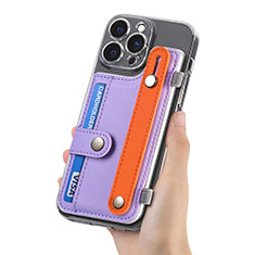 Soft Silicone Gel Leather Snap On Case Cover SD3 for Apple iPhone 15 Pro Clove Purple