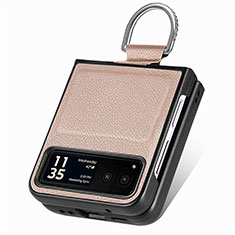 Soft Silicone Gel Leather Snap On Case Cover SD3 for Motorola Moto Razr 40 5G Khaki