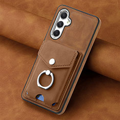 Soft Silicone Gel Leather Snap On Case Cover SD3 for Samsung Galaxy A14 5G Brown