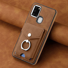 Soft Silicone Gel Leather Snap On Case Cover SD3 for Samsung Galaxy A21s Brown