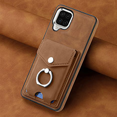 Soft Silicone Gel Leather Snap On Case Cover SD3 for Samsung Galaxy A22 4G Brown
