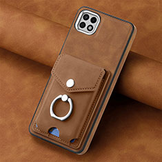 Soft Silicone Gel Leather Snap On Case Cover SD3 for Samsung Galaxy A22 5G Brown