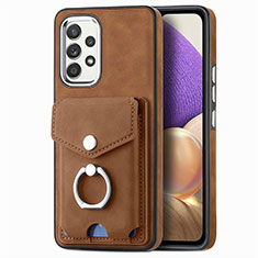 Soft Silicone Gel Leather Snap On Case Cover SD3 for Samsung Galaxy A32 5G Brown
