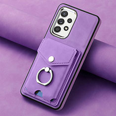 Soft Silicone Gel Leather Snap On Case Cover SD3 for Samsung Galaxy A72 4G Purple