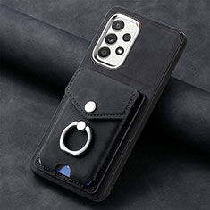 Soft Silicone Gel Leather Snap On Case Cover SD3 for Samsung Galaxy A72 5G Black