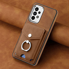 Soft Silicone Gel Leather Snap On Case Cover SD3 for Samsung Galaxy A73 5G Brown