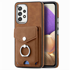 Soft Silicone Gel Leather Snap On Case Cover SD3 for Samsung Galaxy M32 5G Brown