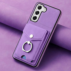 Soft Silicone Gel Leather Snap On Case Cover SD3 for Samsung Galaxy S21 FE 5G Purple
