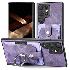 Soft Silicone Gel Leather Snap On Case Cover SD3 for Samsung Galaxy S24 Ultra 5G Clove Purple